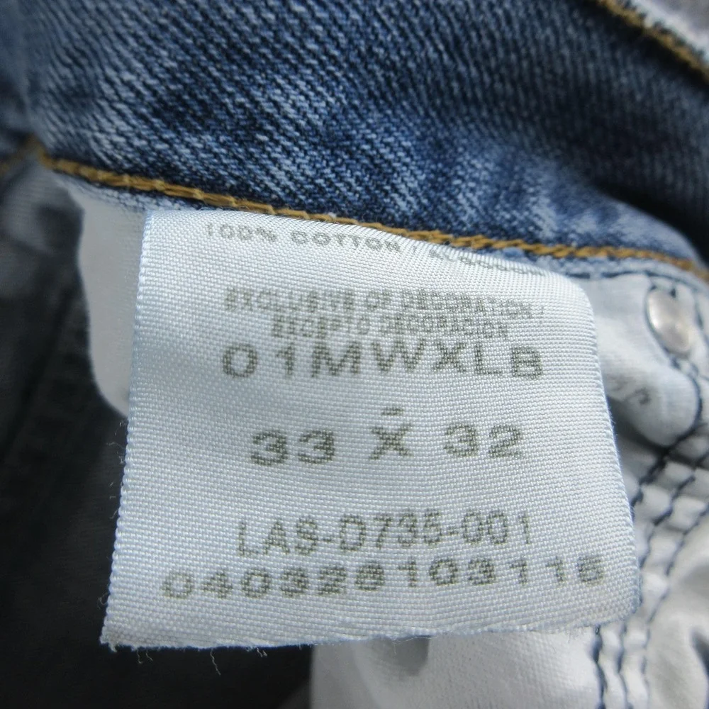 Wrangler 20X Jeans Mens 33x32 Blue Straight Light Wash Denim 01MWXLB Workwear
